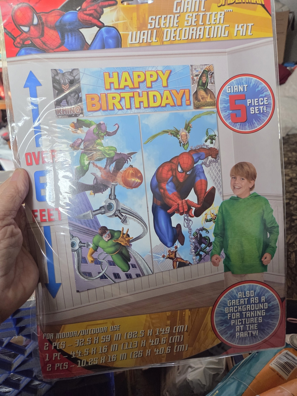 Marvel Spider-Man Birthday Scene Setter Panel Kit - Red, Blue, Yellow, Green.
